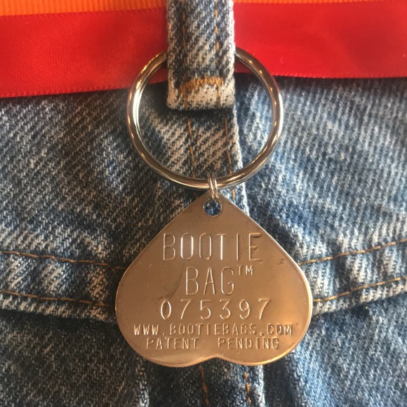 Original Denim Jean BOOTIE BAG Handbag w/Beaded Handles & Ribbons #075397 - Picture 3 of 10